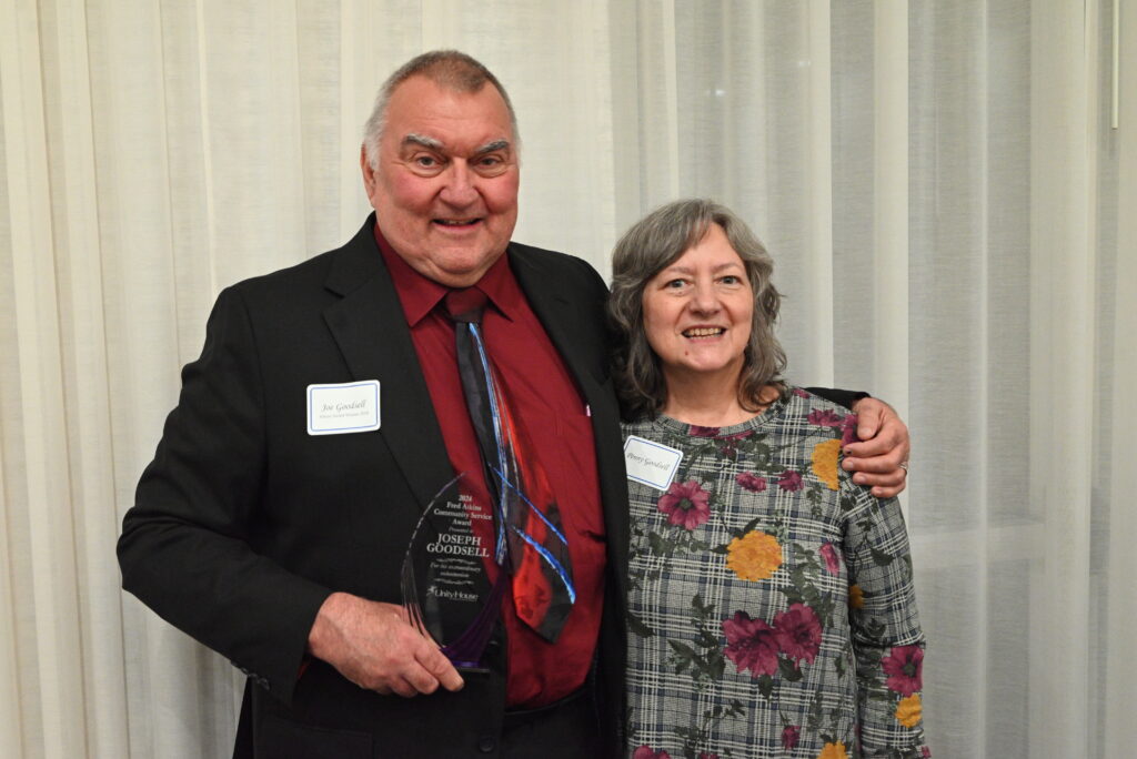 2024 Atkins Awardee Joe Goodsell of Matthew House with his wife, Penny