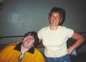 Liz Smith (right) and Independent Housing Case Manager Cindy Gibson in 2000.